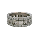 950 Platinum 3.22ctw Baguette Round Diamond Handmade Eternity Band Ring Size 5