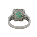 EFFY Solid 14kt White Gold "Brasilica" Emerald and Diamond Halo Cocktail Ring Size 7