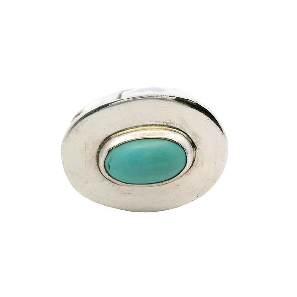 Wayne Aguilar 925 Sterling Silver and Cabochon Turquoise Oval Kewa Native American Pendant (3)