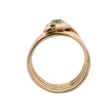 Antique Victorian 14kt Yellow Gold 0.58ct Old Mine Diamond Ruby Snake Ring Sz 9