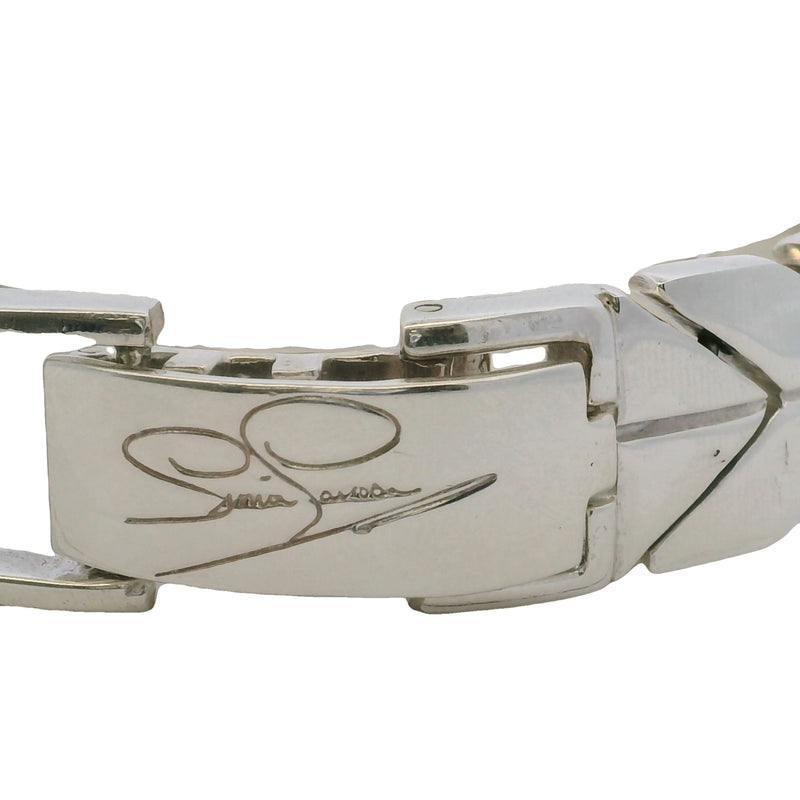 Sima P 925 Sterling Silver Large Herringbone Pattern Chain Heavy 72g 7" Bracelet