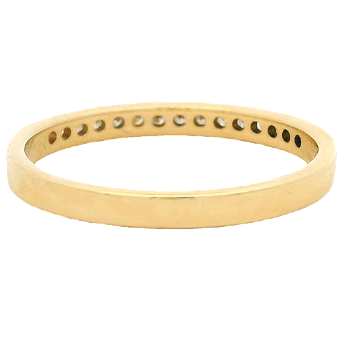 18kt Yellow Gold and Channel Set Diamond Half Eternity Wedding Stackable Band Size 6.75