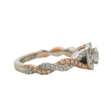 Neil Lane 14k Rose and White Gold Diamond Halo Twist Band Engagement Ring Size 4