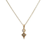 Katie Diamond Solid 14kt Yellow Gold, Opal, and Diamond Sparkle Star Pendant Necklace 16"