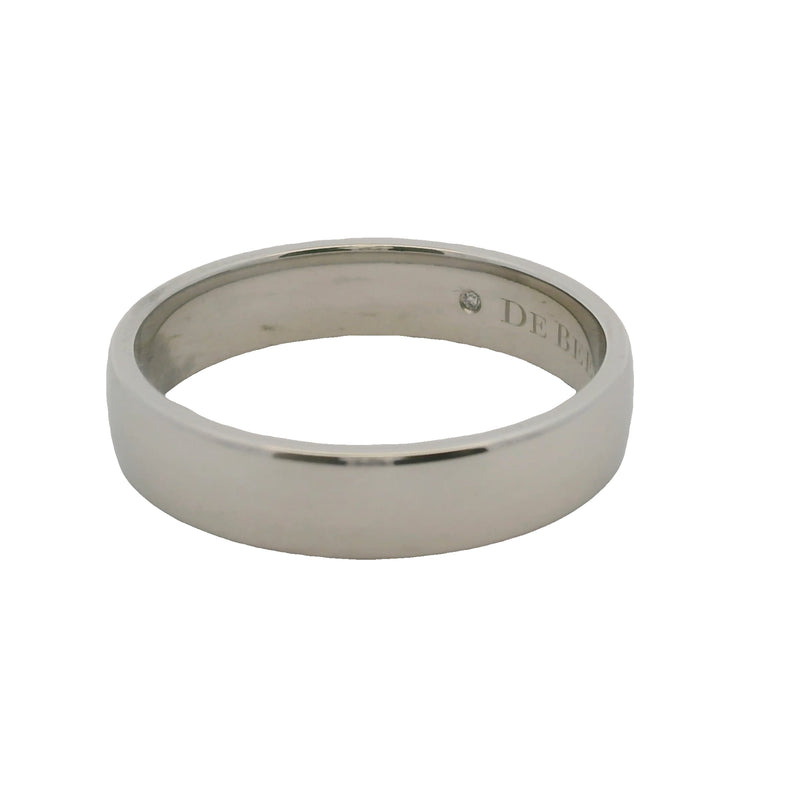 De Beers 950 Platinum DB Classic 5mm 10.5g Band With Hidden Diamond Size 11