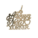 Solid 14kt Yellow Gold "Always New Yorker" Pendant with Apple