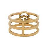 Gucci Italian Retired Solid 18kt Yellow Gold and Diamond GG Running Logo Ring Size 6