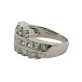 Vintage Mid-Century Solid Platinum and 2ctw Round and Princess Cut Diamond Cocktail Ring Size 7.5