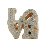 Solid 14kt Yellow Gold and Diamond Heavy "LOVE" Word Shaped Ring Size 5