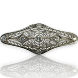 Antique 1900-1910s Edwardian Platinum and 14kt Yellow Gold Diamond Brooch Pin
