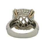 Solid 925 Sterling and 14kt Yellow Gold Prasiolite Diamond Cocktail Ring Size 7
