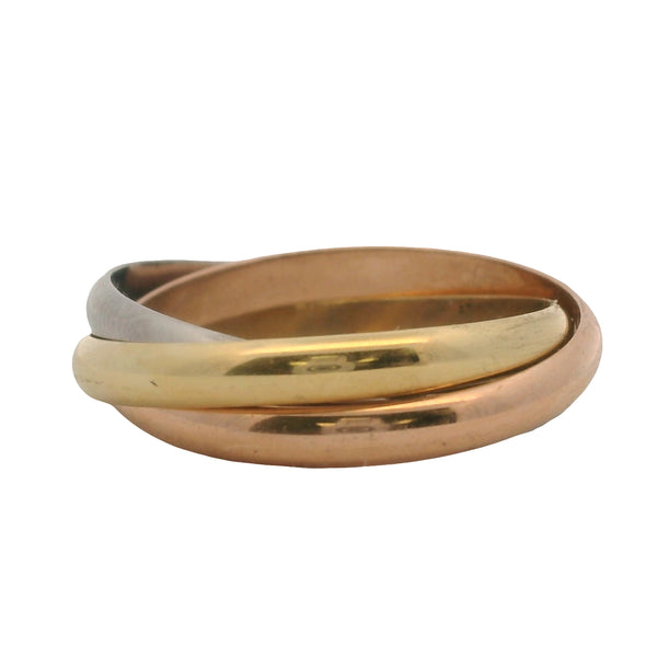 Cartier Solid 18kt 750 Yellow Rose and White Gold Small Model Rolling Trinity Ring Size 10 62