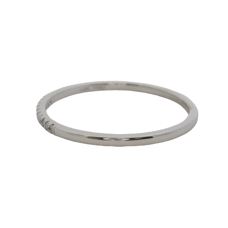 14kt White Gold and Diamond Small Dainty 1.2mm Stackable Wedding Band Ring Size 6.5