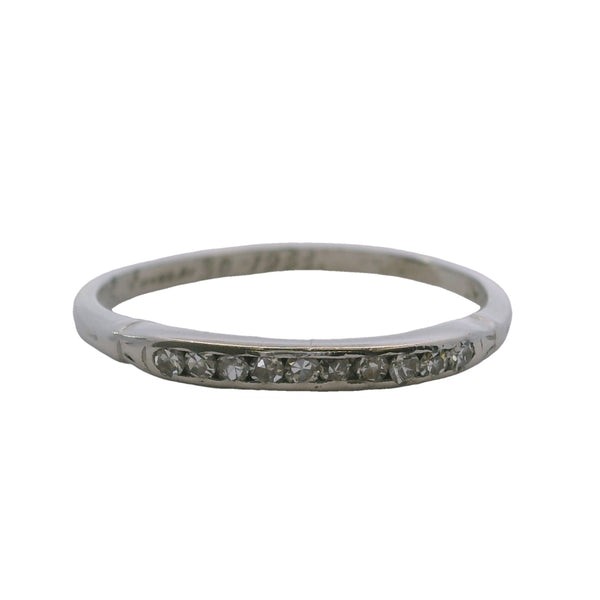 Antique 1933 Platinum and Channel Set Diamond Stackable Wedding Band Ring Size 8.75