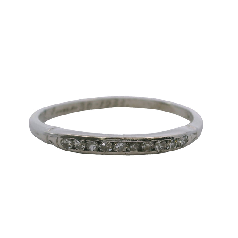 Antique 1933 Platinum and Channel Set Diamond Stackable Wedding Band Ring Size 8.75