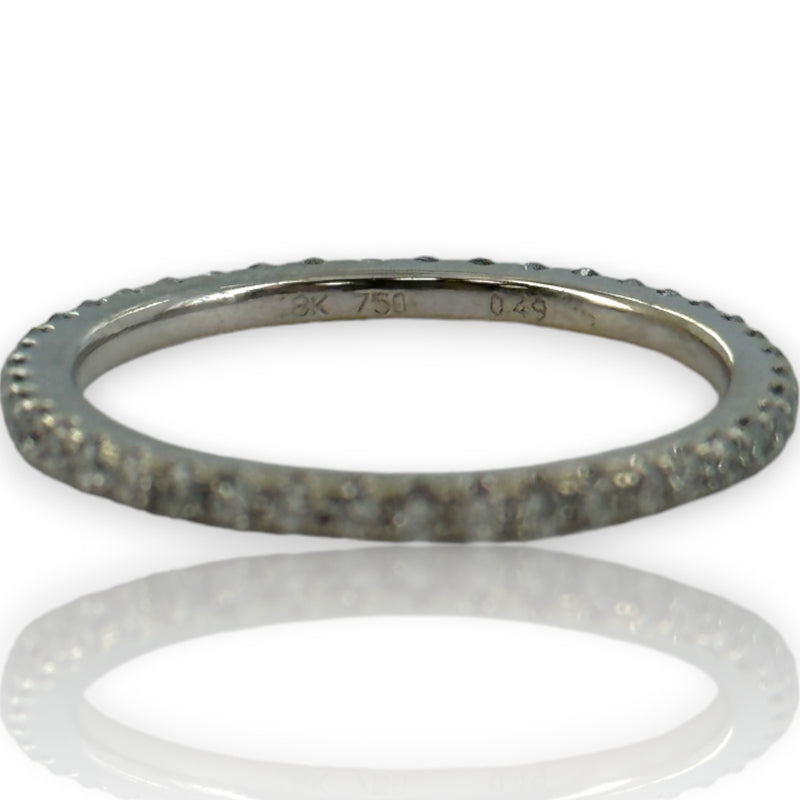 Thin 0.49ctw Diamond Eternity Ring Size 5.5 18kt White Gold Stackable