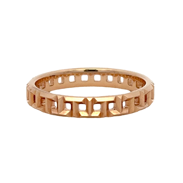 Tiffany & Co Solid 18kt Rose Gold Tiffany T Collection True Narrow Ring with Alternating T Motif Size 7.25 Made in Italy