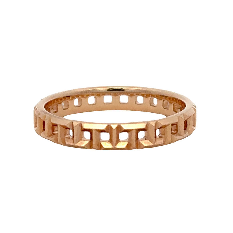 Tiffany & Co Solid 18kt Rose Gold Tiffany T Collection True Narrow Ring with Alternating T Motif Size 7.25 Made in Italy