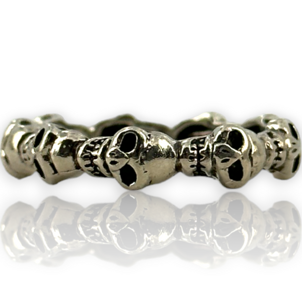Eternity Skull Wrap Around Band Ring 925 Sterling Silver Ring Size 7.5