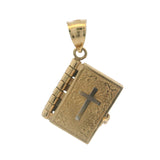 Solid 14kt Yellow Gold Openable Spanish Holy Bible Dangle Charm (2)