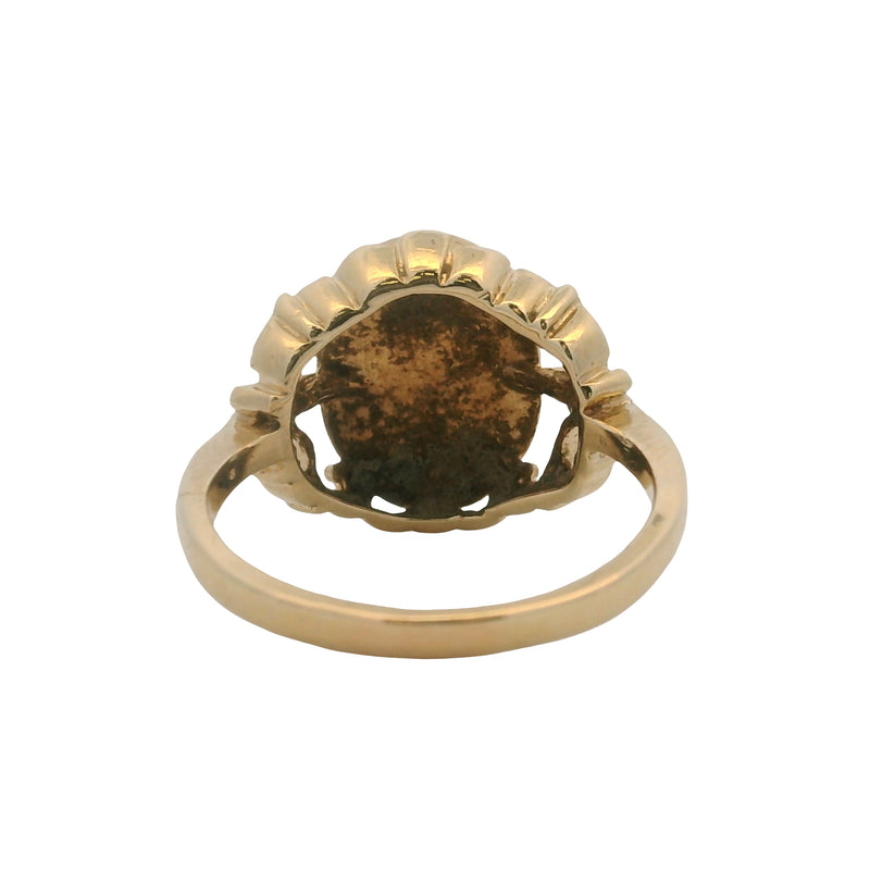 Vintage 1940-50s Solid 10kt Yellow Gold Scroll Oval "M" Signet Ring Size 5.5
