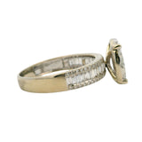 Solid 14kt White Gold 1.38ctw Diamond Cluster Circle Statement Ring with Baguette Sides Size 7