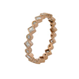Solid 18kt Rose Gold Round and Princess Cut Alternating Diamond Band