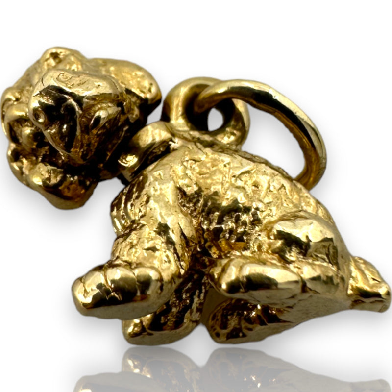 Vintage Bobblehead Puppy Dog Detailed Spaniel Charm Pendant Solid 14kt Yellow Gold