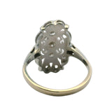 Late 1920s 18kt White Gold and Diamond 19mm Long Milgrain Dinner Ring Size 5