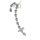 Solid 14kt White Gold and Baguette and Round Diamond Climber Single Dangle Earring with Cuff