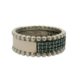 Solid 925 Sterling Silver Bead and Blue Diamond Pave 8mm Band Ring Size 8