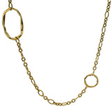 Mimi So Solid 18kt Yellow Gold Textured Rings Station Cable Chain 42.5"Long Necklace