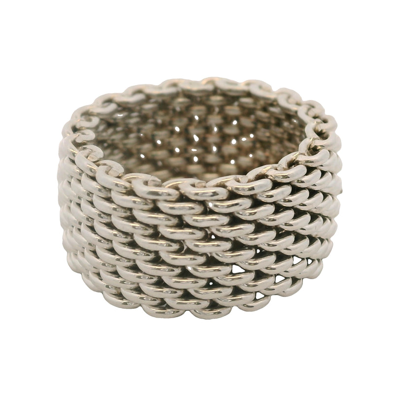 Tiffany & Co Somerset Collection 925 Sterling Silver 10mm Mesh Ring