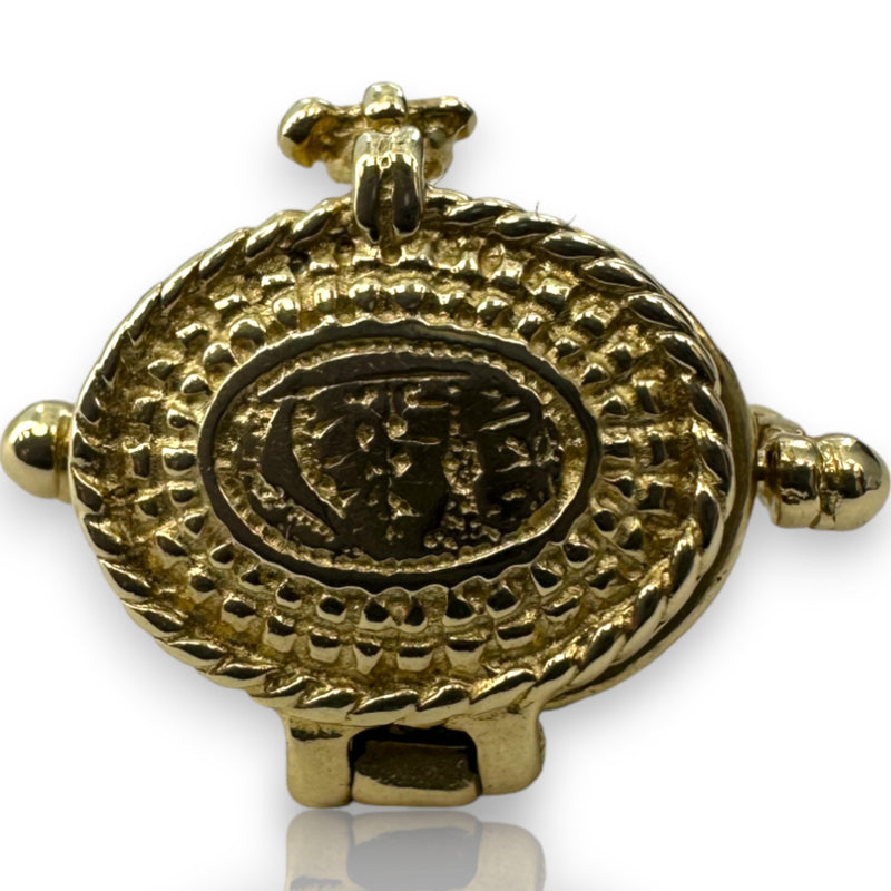 Vintage Picnic Basket Openable Charm Pendant Solid 14kt Yellow Gold
