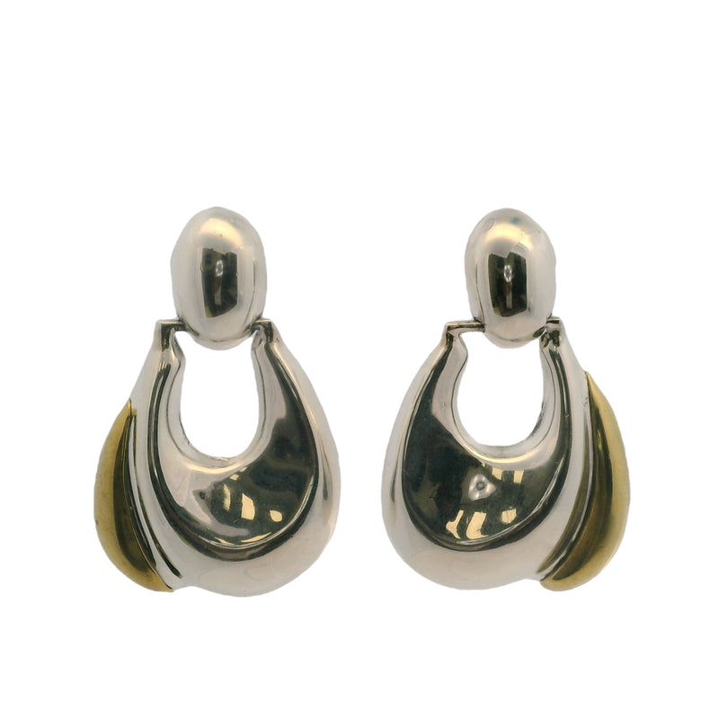 Caton 925 Sterling Silver Mexican Modernist Drop/Dangle Doorknocker Earrings