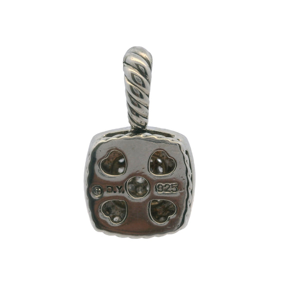 David Yurman 925 Sterling Silver and Diamond 11mm Petite Albion Cable Pave Pendant