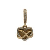 Pandora 14kt Yellow Gold CZ Enamel "Family Forever" Infinity Heart Dangle Charm