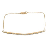 Solid 18kt Yellow Gold and Diamond Thin Bar 6.75" Small Paperclip Chain Bracelet