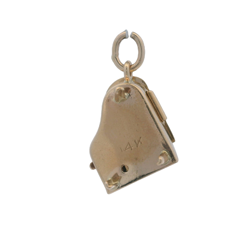 Vintage 14kt Yellow Gold and Enamel Detailed Music Piano Openable Charm