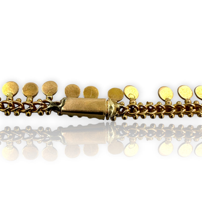 Egyptian Inspired Drop Fringe 20" Necklace with Easy Open-Box Clasp Made in France Solid 14kt Yellow Gold