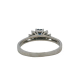Solid 14kt White Gold Ring with Heart-Shaped Sapphire Solitaire and 6 Accent Diamonds Size 7