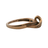 10kt Rose Gold Ribbon Ring with White and Brown Diamonds Size 6.75