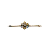Antique Victorian14kt Rose Gold Enamel and Old Mine Diamond Flower Brooch