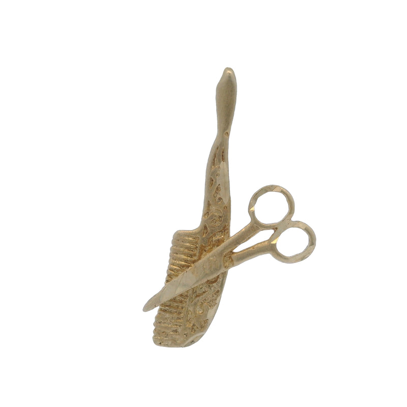 Vintage Michael Anthony 14kt Yellow Gold Comb and Scissors Hairdresser Charm Pendant