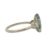 Solid 14kt White Gold Moss Agate and Diamond Accent Solitaire Ring Size 7