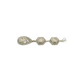Antique 1910-20s Solid 14kt White Gold Filigree 0.65ctw Old Euro Diamond 3-Tier Drop Deco Pendant