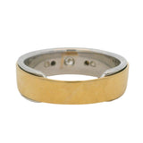 Baraka Italian Solid 18kt Yellow and White Gold Men's Solitaire 0.15ctw Diamond Industrial Band Ring Size 13.5