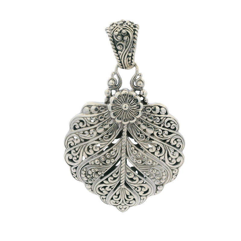 Sarda 925 Sterling Silver Large Leaf Tree Of Life Flower Necklace Pendant