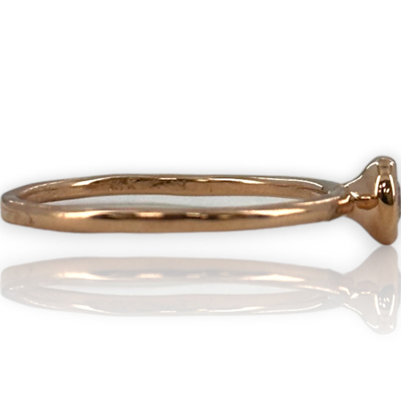 Anillo de compromiso con solitario de diamantes engastados en bisel, oro rosa de 14 kt, apilable