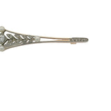 Antique Edwardian Solid 14kt 2-Tone Gold, Old Euro Diamond, and Pearl 3" Bar Pin Brooch